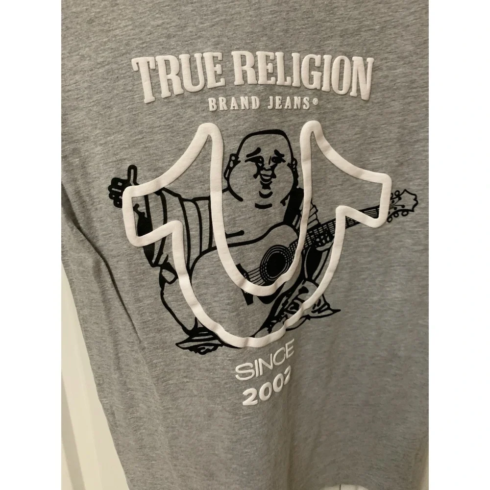 True Religion Jean's Brand Tshirt Short Sleeve Gray Mens Small